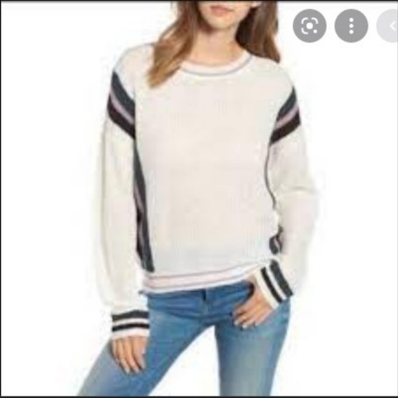 bp Sweaters - BP. Knit Sweater Ivory with Purple/Black/Green Stripe XL